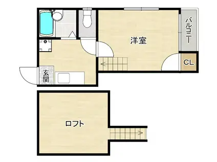 ヴィラフォレスト(1K/1階)の間取り写真