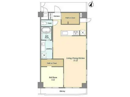 メトロステージ中目黒2 PATH中目黒DUE(1LDK/2階)の間取り写真