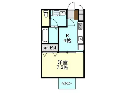 シェルズレイク日根野(1K/1階)の間取り写真