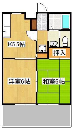 ビーラインKIII(2K/2階)の間取り写真