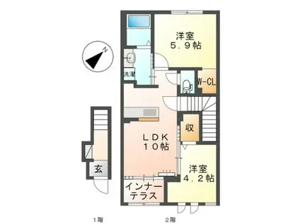 フォルビート ジン(2LDK/2階)の間取り写真