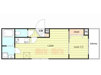 ココングランジュール西宮小松東(1LDK/2階)の間取り写真