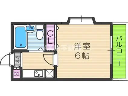 アパルト四天王寺II(1K/6階)の間取り写真