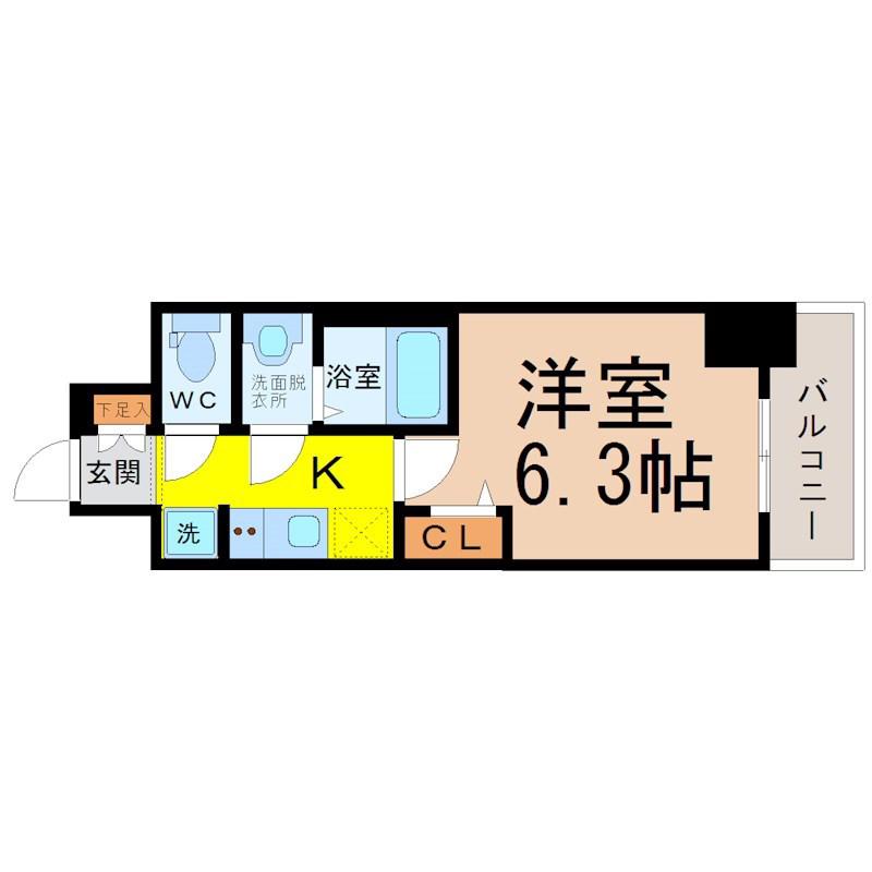ディアレイシャス矢場町(1K/4階)の間取り写真
