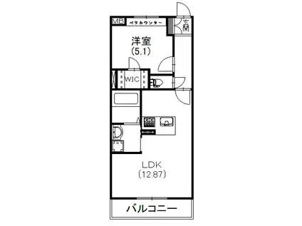 フォンターナ(1LDK/2階)の間取り写真