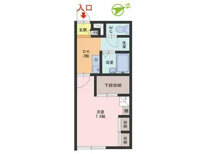 ESPOIRII(1DK/1階)の間取り写真