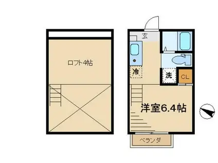 グリーンテラス上祖師谷(ワンルーム/2階)の間取り写真