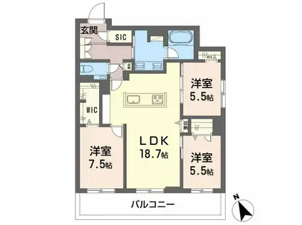 クレイエール(3LDK/4階)の間取り写真