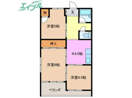 第一セントラルビル(3K/4階)の間取り写真