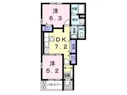 クルーセ(2DK/1階)の間取り写真