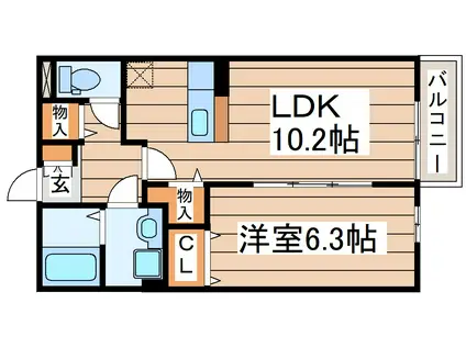グランヴェルジェ(1LDK/2階)の間取り写真