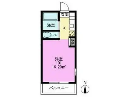 カーサIII(ワンルーム/1階)の間取り写真