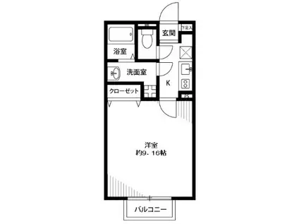 アムールSEN(1K/1階)の間取り写真