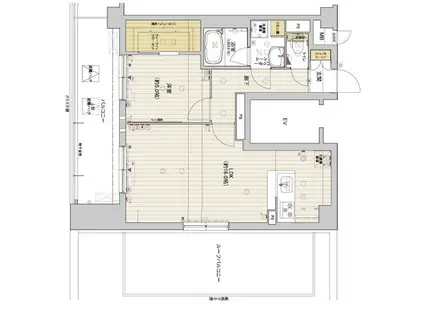 アスヴェル京都西大路サウス(1LDK/7階)の間取り写真