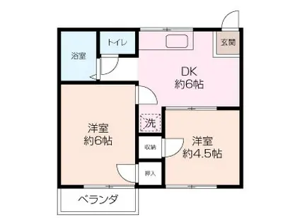 メゾンヒダカ(2DK/2階)の間取り写真