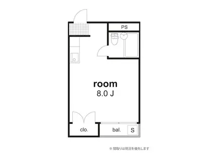 コンフォルト元菊(1K/3階)の間取り写真