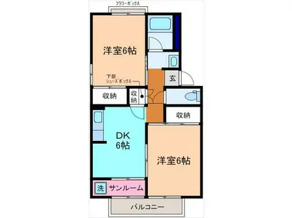 プレジールMM(2DK/1階)の間取り写真