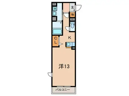 さくら弐番館(ワンルーム/1階)の間取り写真