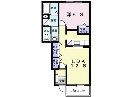 ベル・アンジュII(1LDK/1階)の間取り写真