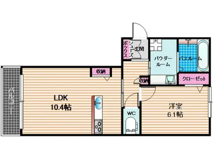 ディールーム百年橋通(1LDK/2階)の間取り写真