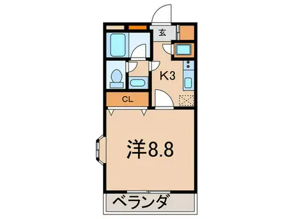 レグルス久地(1K/3階)の間取り写真