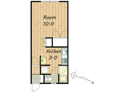 コーポK&M(1K/1階)の間取り写真