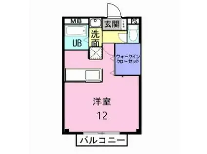 グランシャリオ(ワンルーム/2階)の間取り写真