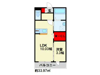 エスサイト行橋(1LDK/2階)の間取り写真