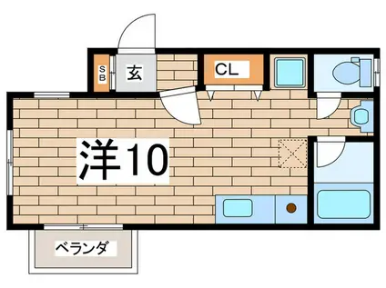 ヒルズ山手(ワンルーム/2階)の間取り写真