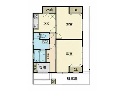 ハイツ東小岩(2DK/1階)の間取り写真