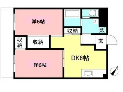 グローリーヒルズ(2DK/1階)の間取り写真