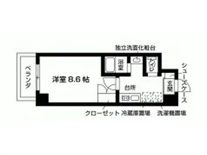 シャントール二条(1K/8階)の間取り写真