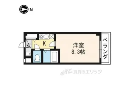 ブランベージュ桂(1K/2階)の間取り写真