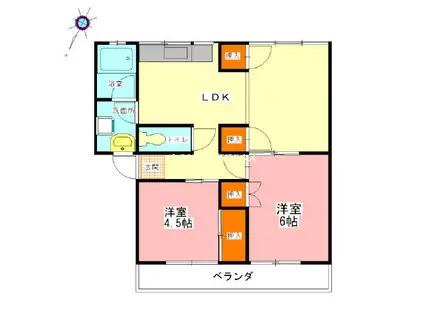 ドミールサニー撫養(2LDK/4階)の間取り写真