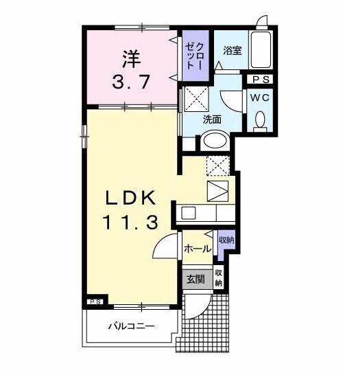ノール・フランB(1LDK/1階)の間取り写真