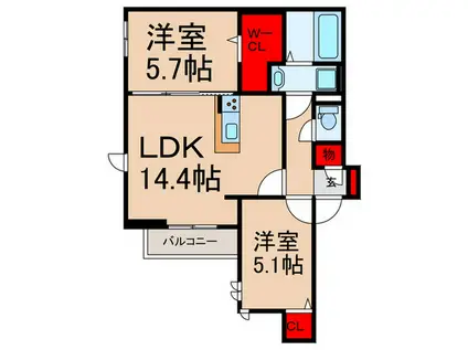 ROYGENT東大泉(2LDK/1階)の間取り写真