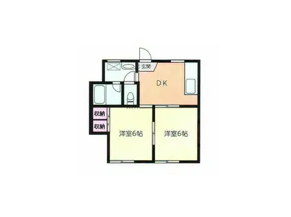 ロイヤルハイツ(2DK/1階)の間取り写真