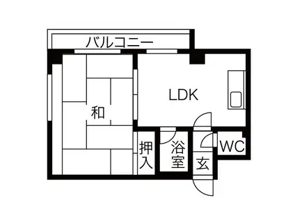 石橋ハイツI(1DK/3階)の間取り写真