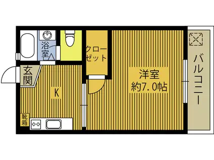 フォレスト大分医大(1K/3階)の間取り写真