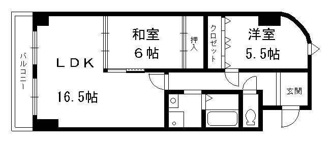 グレース・ダイン(2LDK/4階)の間取り写真