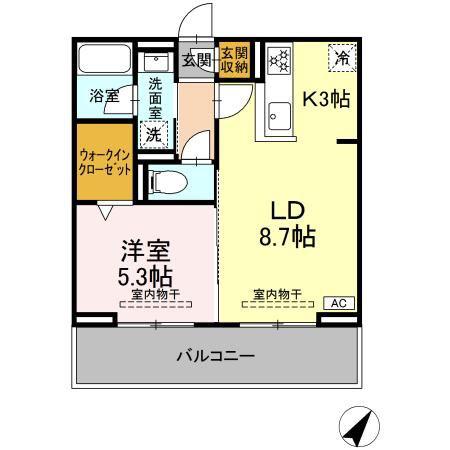 セレーナ東静岡(1LDK/2階)の間取り写真