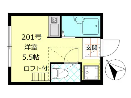 マルケサス立川(ワンルーム/2階)の間取り写真
