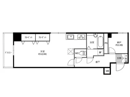 内本町ビューハイツ(1LDK/11階)の間取り写真