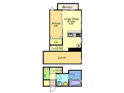 マリーナデルレイVI(1SLDK/2階)の間取り写真