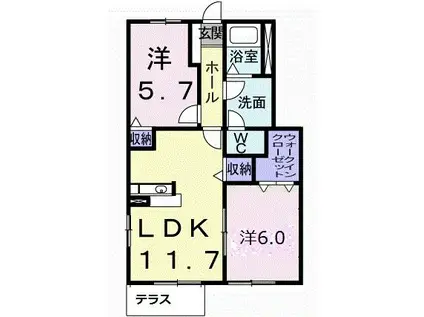 サニーエクセラン(2LDK/1階)の間取り写真