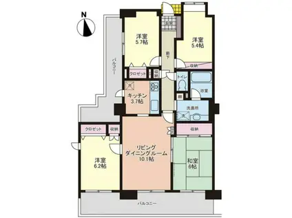 コープ野村ヒルズ川内(4LDK/9階)の間取り写真