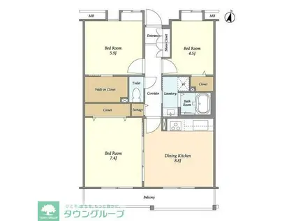 コーポレート相生(3DK/1階)の間取り写真