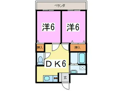 アネックス・ティ(2DK/1階)の間取り写真