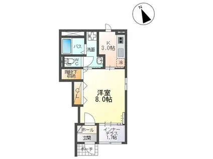 EVER GARDEN(1K/1階)の間取り写真