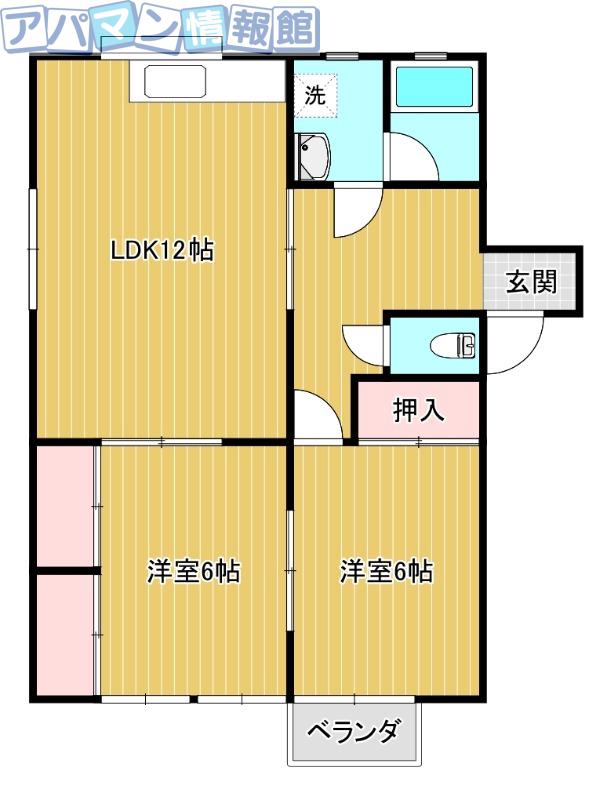 ヴィラ ランコントレ B棟(2LDK/1階)の間取り写真
